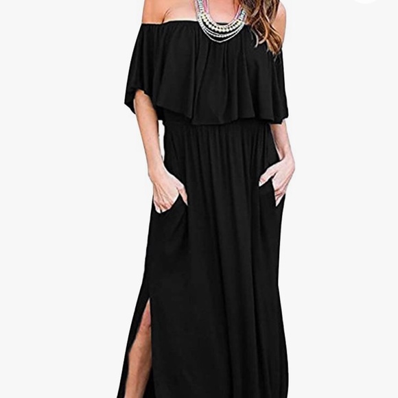 Lilbetter Women’s Off Shoulder Ruffle Party Dresses Side Split Maxi Dress 2XL - Picture 4 of 10